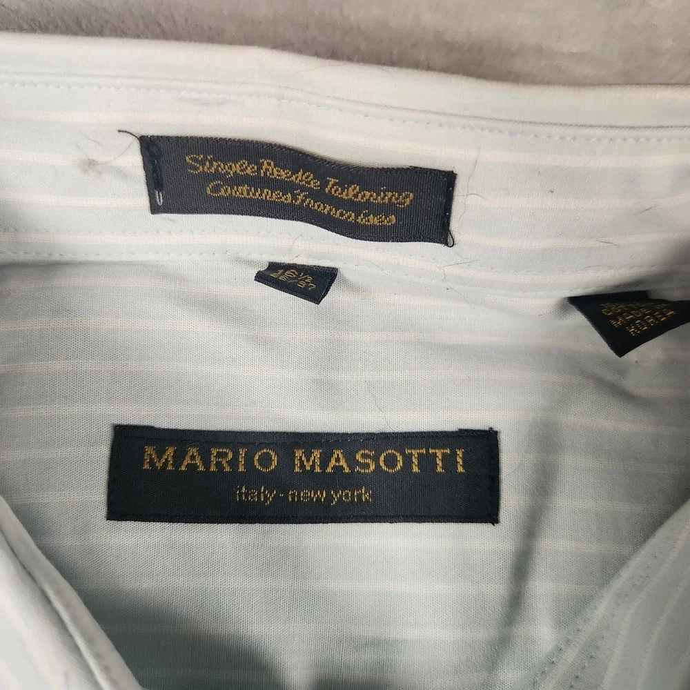 Mario Masotti Single Needle Tailoring Blue Dress Shirt 16.5/36-37 Italy New York